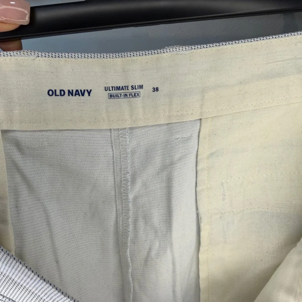 Old Navy Ultimate Slim Flex Shorts Blue White Micro Pattern Mens 38 0290
